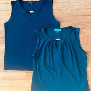 Calvin Klein tops; blue and green, size medium